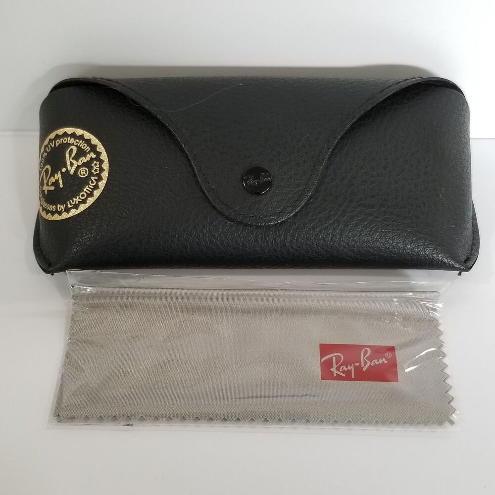 Ray-Ban Black Leatherette Sunglass Case with Cleaning Cloth Authentic RB
